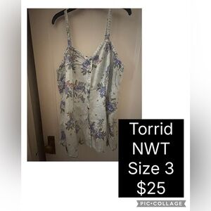 Torrid Multi-Color Floral Print Denim Seamed Cami Top
